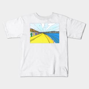 Beach Huts At Woolacombe Bay Kids T-Shirt